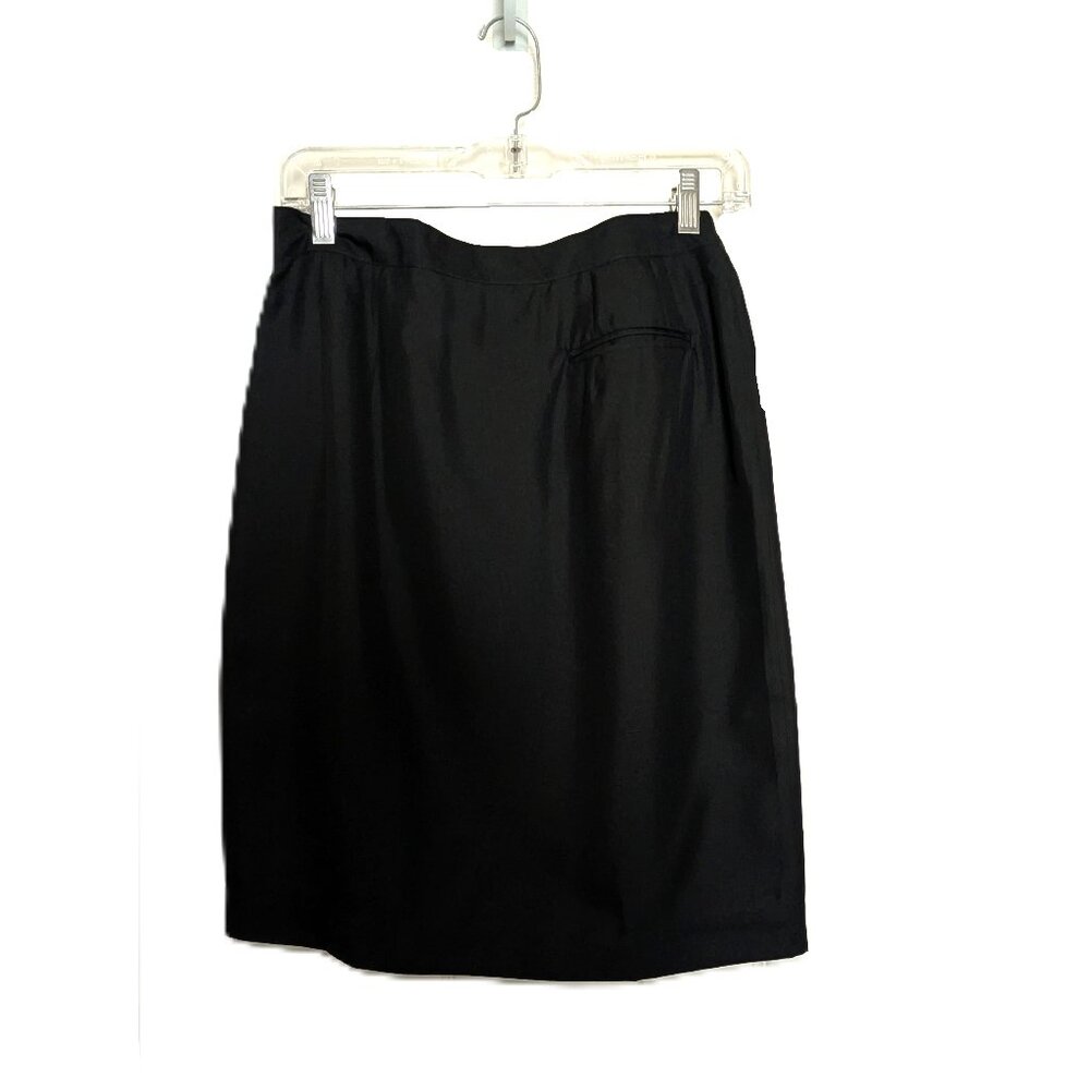 Fred Hayman Beverly Hills Black Silk Short Pencil Shirt Women's Size S Lined Zip